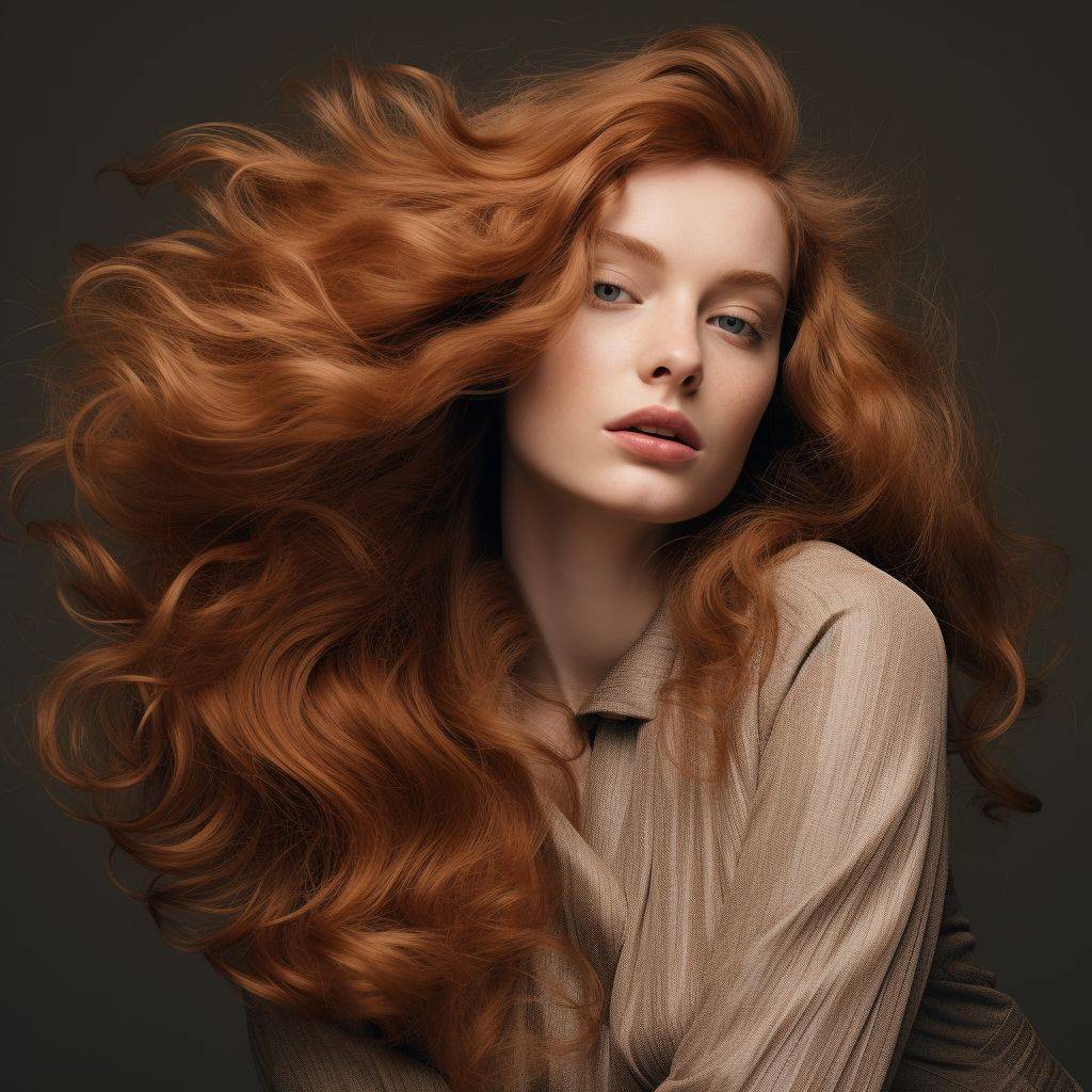 A stunning photograph showcasing a beautifully styled hair of a woman. Use warm and neutral colors.