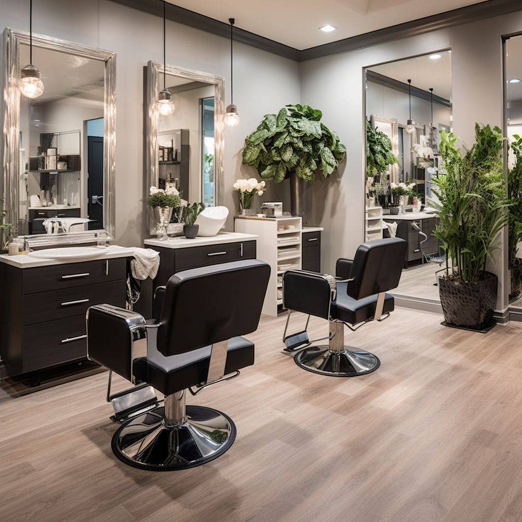 A stylish and modern hair salon with comfortable chairs, clean environment, and professional equipment. The salon is well-lit, showcasing the expertise and attention to detail of the stylists.